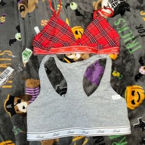 2 victoria’s secret pink bralettes unlined sports bra triangle S bundle